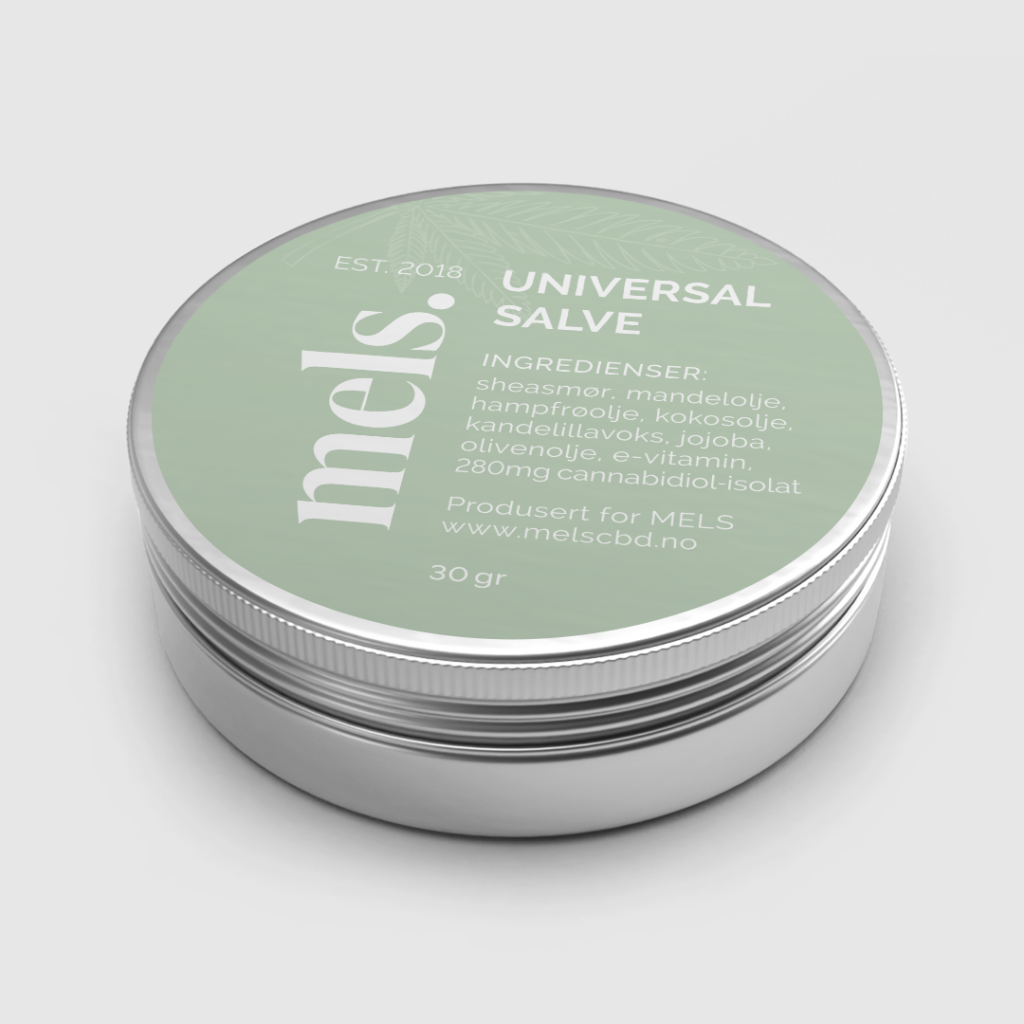 MELS Universal Salve med CBD, tørr hud, lepper, hender, ansikt, krem, naturlig